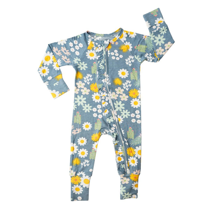 Blue Daisy Bamboo Baby Convertible Footie Pajama