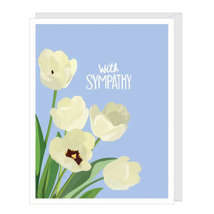 With Sympathy Card (White Tulips)