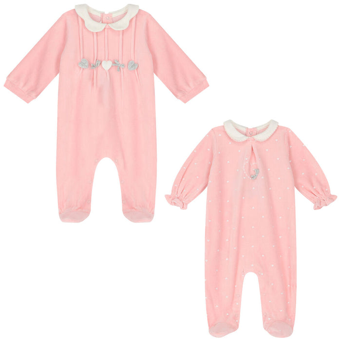 Baby Pink Velour Onesie - 2736