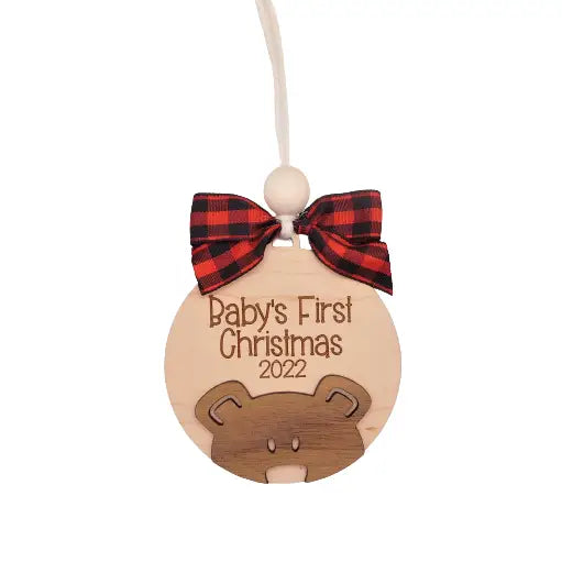 Baby's First Christmas Maple and Walnut Christmas Ornament 2023