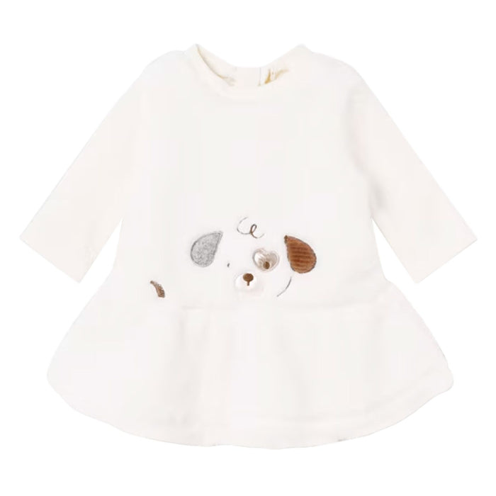 2890 Ivory faux Puppy Dress Set with Headband