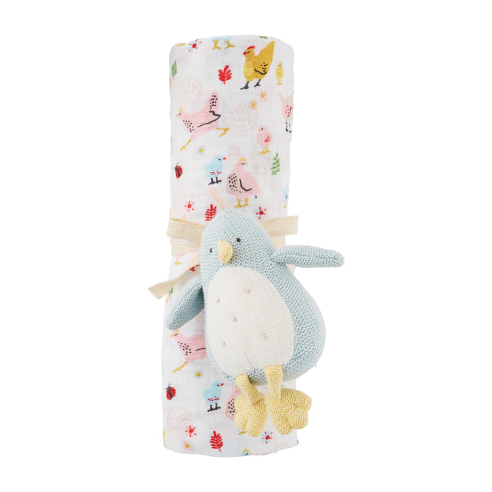 Swaddle and Rattle Set