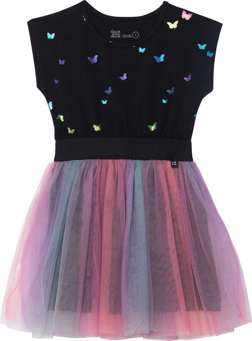 Black And Rainbow Butterfly Dress
