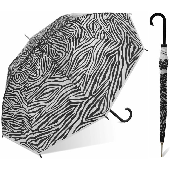 46" Auto Clear POE Fashion Stick Umbrella-Assorted Prints