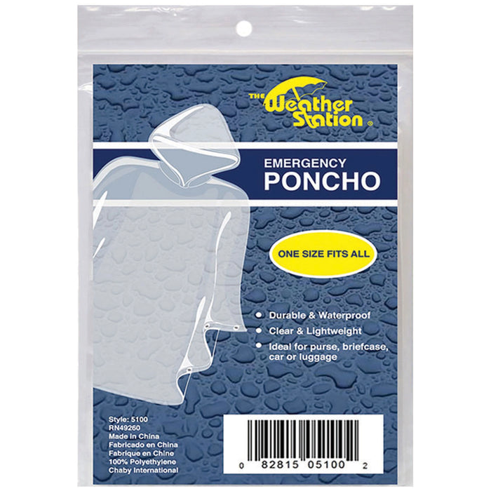 Adult Clear Emergency Poncho with Hood