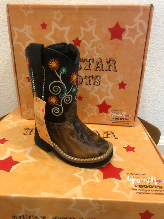 Black/ Brown with Flowers Boot