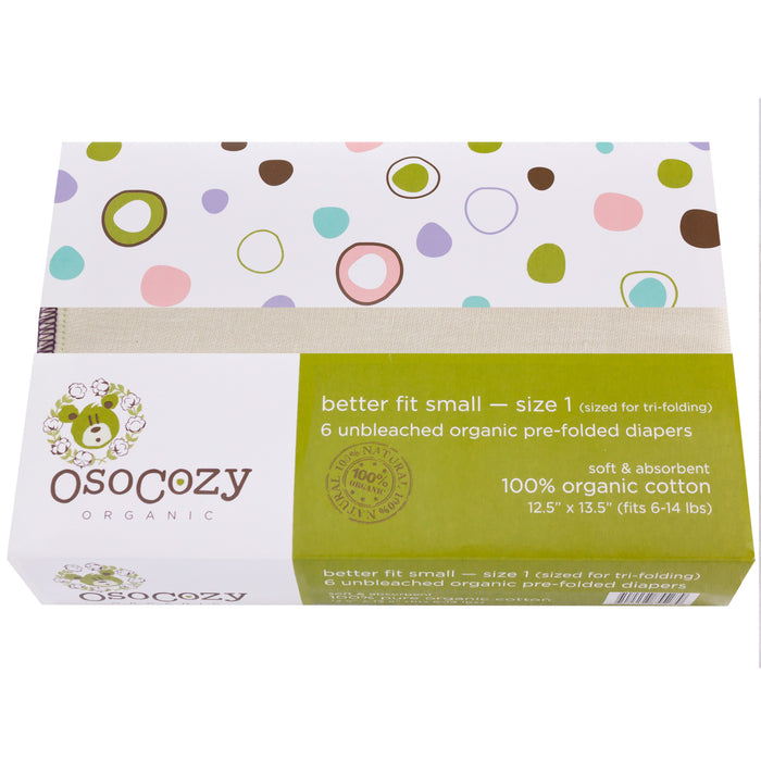 Prefold - 100% Organic Cotton Diapers - 6 pack