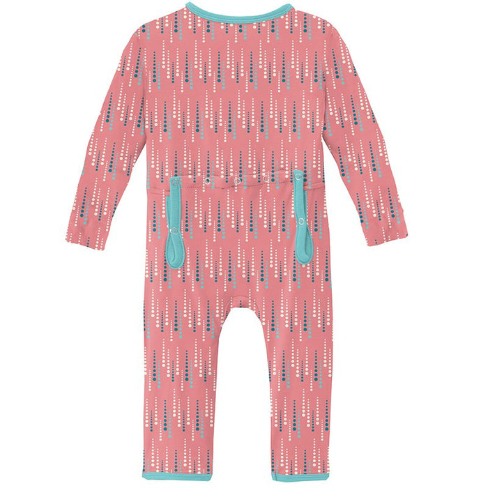 Strawberry Icicles Print Muffin Ruffle Coverall with Zipper