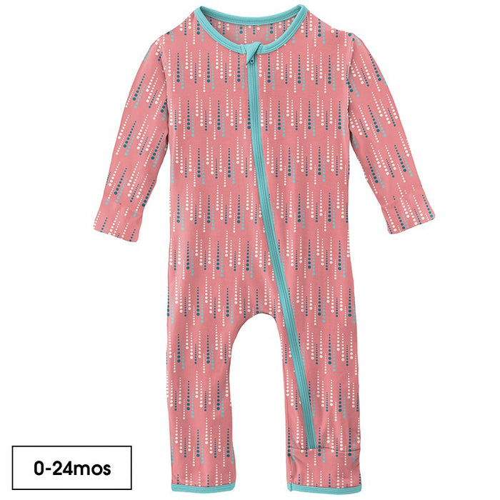 Strawberry Icicles Print Muffin Ruffle Coverall with Zipper