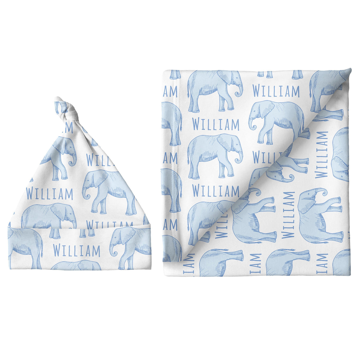 Sugar + Maple Small Blanket & Hat Set - Elephant Blue — The Pure