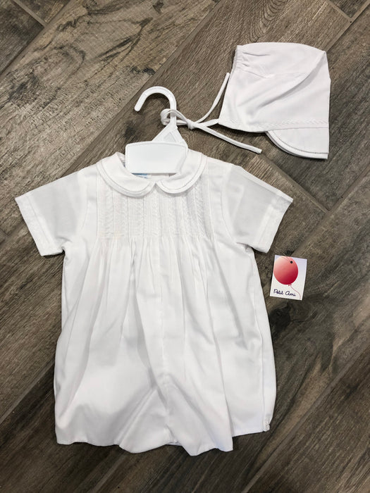 White Pleated Romper With Collar