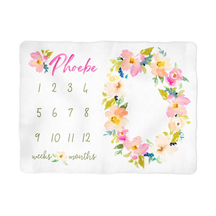 Sugar + Maple Garden Floral Milestone Blanket - Personalized